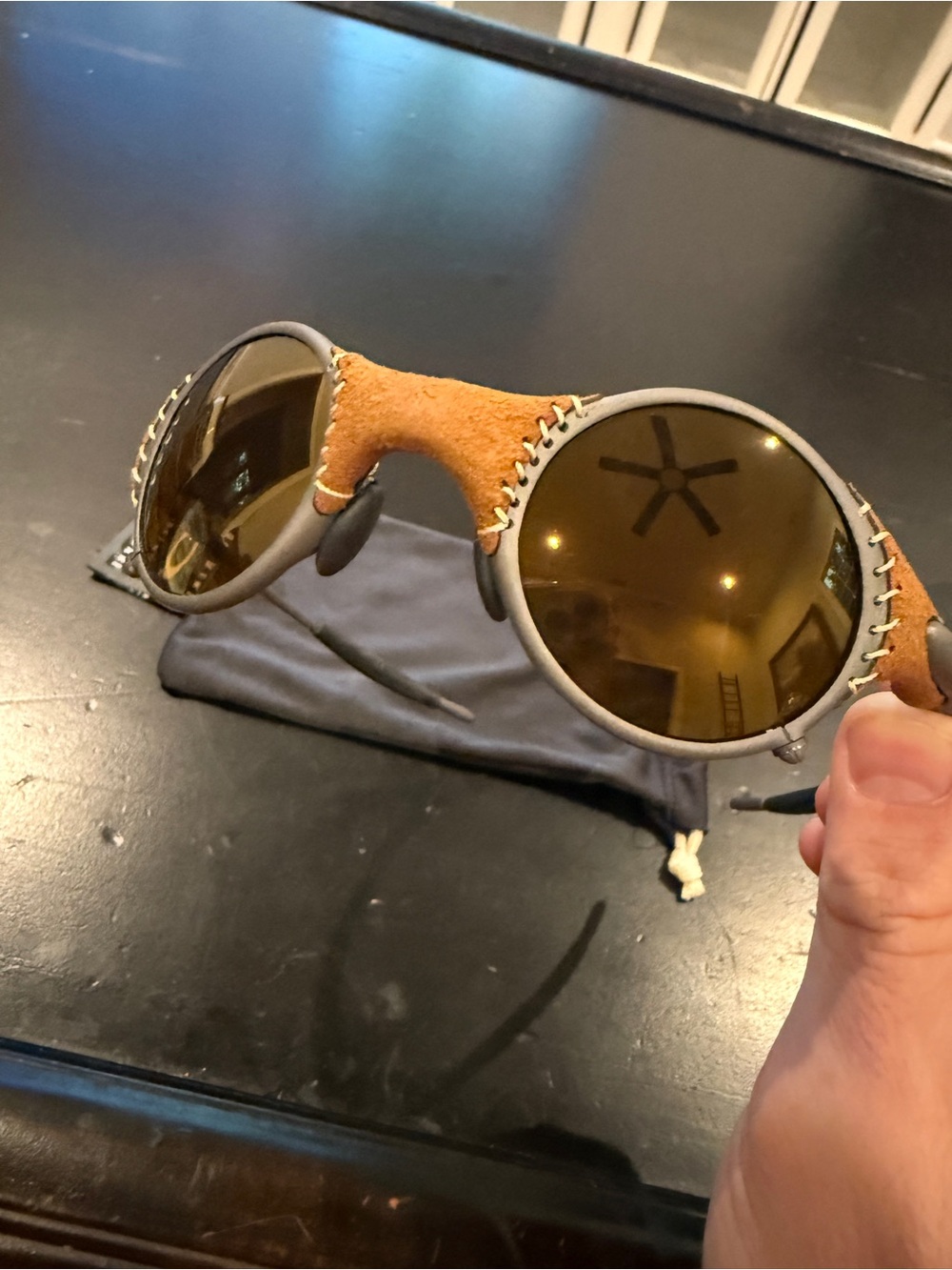 New Vintage Oakley X Metal Mars Leather Gold Iridium Lens Serial M*014011 - Picture 3 of 9
